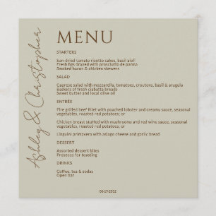 Menu Élégant Fleur sauvage moderne Taupe Mariage