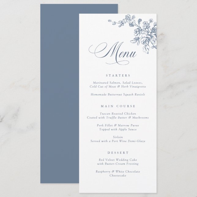 Menu Elégant Floral Français Vintage Toile Botanique Me (Devant / Derrière)