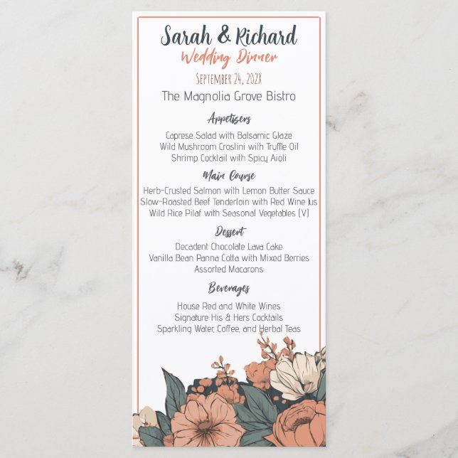 Menu Elegant Floral Wedding (Devant)