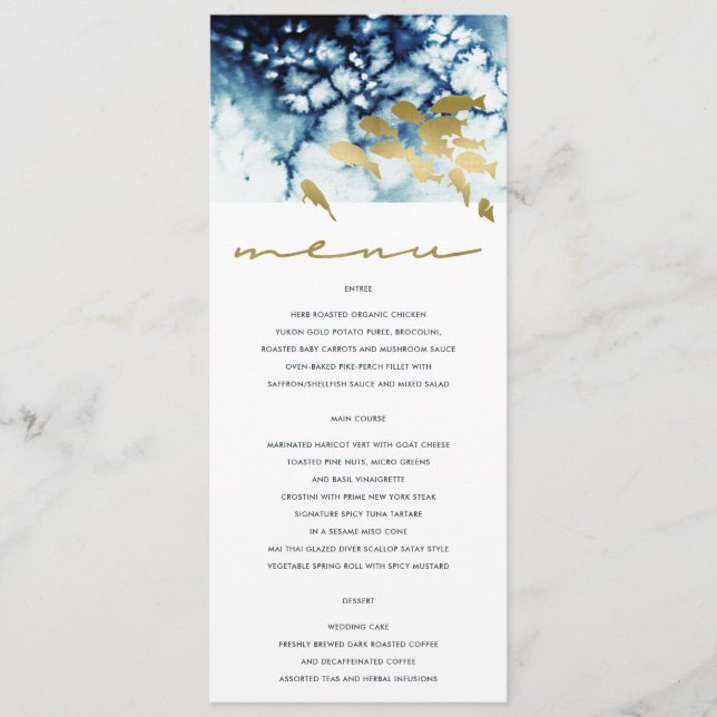 MENU ELÉGANT GOLD NAVY SOUS L'EAU MARIAGE DE POISSON DE (Devant)