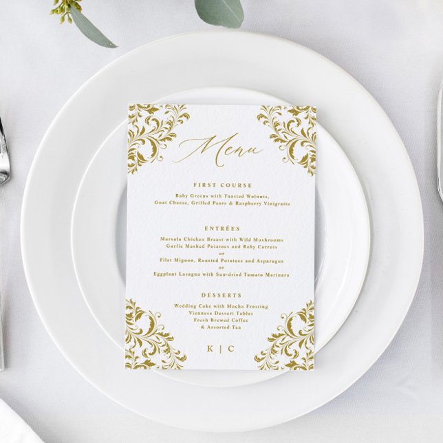 Menu Élégant Gold Vintage Classic Mariage (Créateur téléchargé)