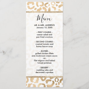 Menu Elegant Gold White Leopard Cheetah Animal Print