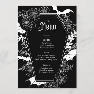 Menu Élégant gothique Mariage floral noir