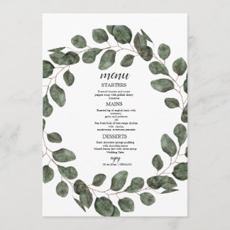 Menu  Elegant Greenery Botanical Wedding