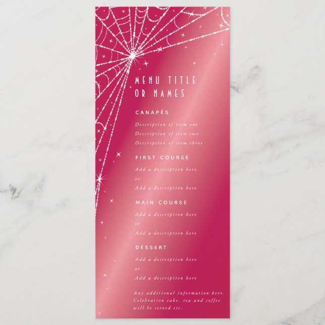 Menu Elégant Hot Rose Diamond Spider Web Flat 4 Parcour (Devant)