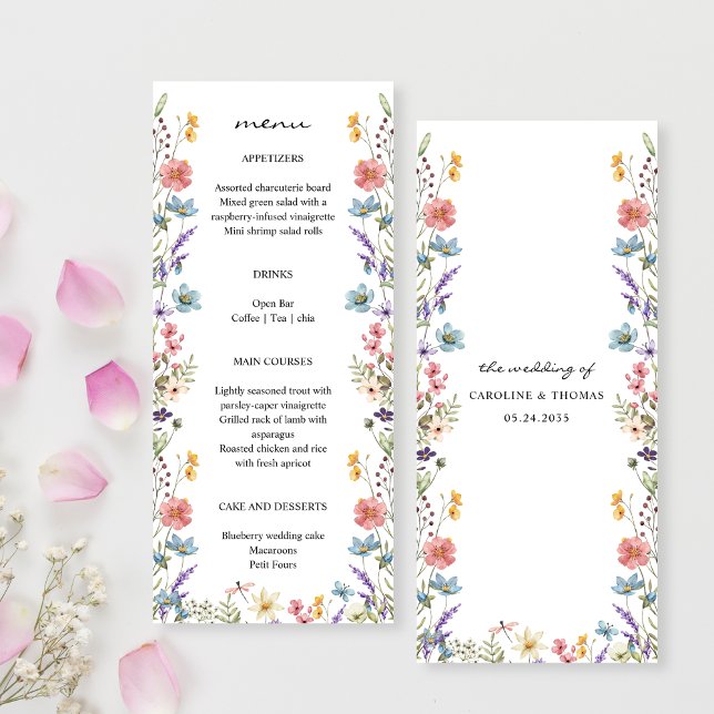 Menu Elégant Jardin Fleur sauvage Whimsical Mariage (Créateur téléchargé)
