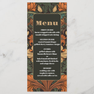 Menu Élégant Mariage Art Nouveau Floral