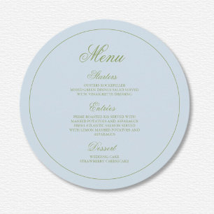 Menu Élégant Mariage bleu vert rayé