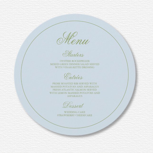 Menu Élégant Mariage bleu vert rayé (Créateur téléchargé)