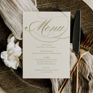 Menu Élégant Mariage Calligraphie Ivoire et Or