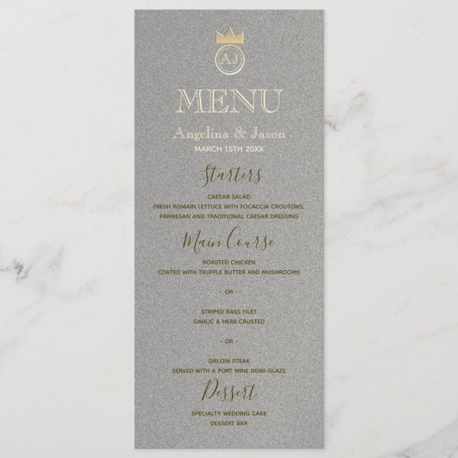 Menu Élégant Mariage d'argent (Devant)