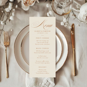 Menu Élégant Mariage de calligraphie en terre cuite