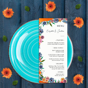 Menu Elégant Mariage de fleurs d'aquarelle florale Boho