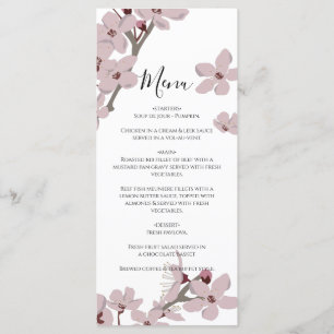 Menu Élégant Mariage de fleurs de cerises florales