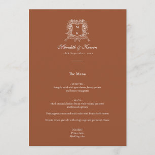 Menu Élégant Mariage de Merci en  Vintage en terre cuit