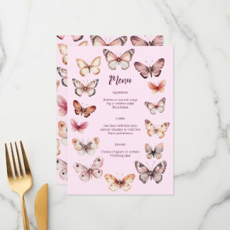 Menu Élégant Mariage de papillons Fête CUSTOM