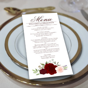 Menu Élégant Mariage de Roses rouges et roses blanches
