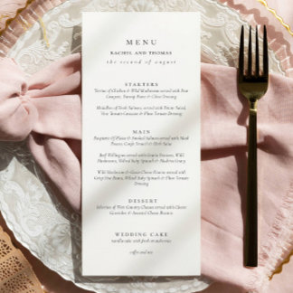 Menu Élégant Mariage de script noir et blanc