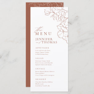Menu Élégant mariage de terre cuite florale dessiné à l
