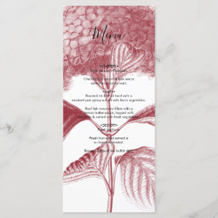 Menu Élégant Mariage d'Hydrangée bordeaux