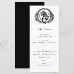 Menu Élégant Mariage équestre de monogramme de crête