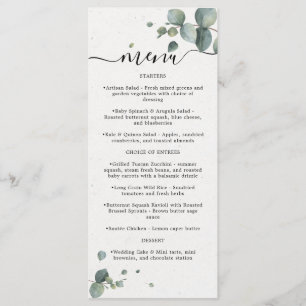 Menu Élégant Mariage Eucalyptus