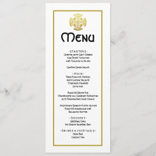 Menu Elégant mariage Faux Gold Celtic Cross Mariage