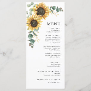 Menu Élégant Mariage floral de tournesol Eucalyptus