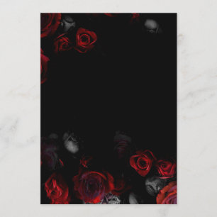 Menu Élégant Mariage floral noir et rouge