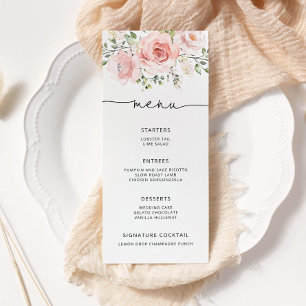 Menu Élégant mariage floral rose vif
