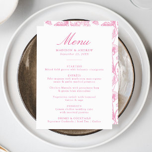 Menu Élégant Mariage Floral Victorien en Chinoiserie Ro