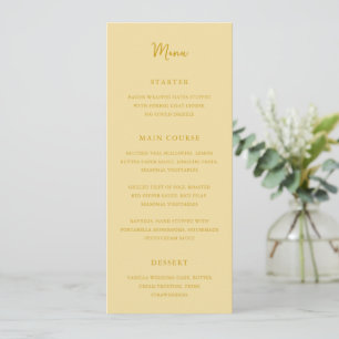 Menu Élégant Mariage Jaune Beurre Moderne