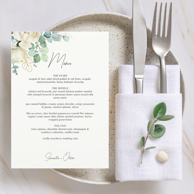 Menu Élégant Mariage Magnolia Eucalyptus (Elegant Magnolia Eucalyptus Wedding Menu)