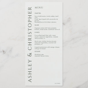 Menu Élégant Mariage moderne de mousse verte