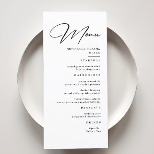 Menu Élégant Mariage noir et blanc