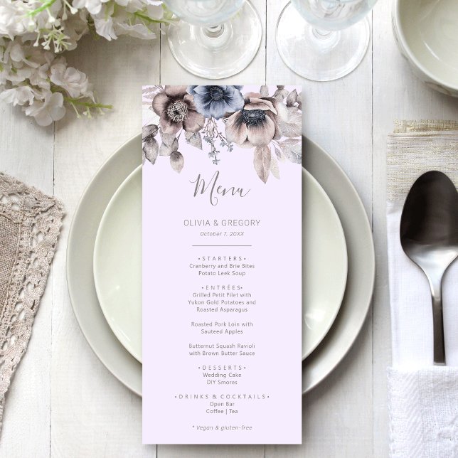 Menu Élégant Mariage Pastel Spring Watercolor (Créateur téléchargé)
