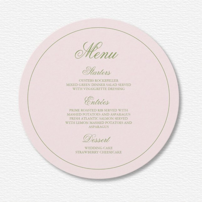 Menu Élégant Mariage Pois rose (Créateur téléchargé)