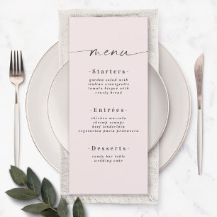 Menu Élégant Mariage rose en poudre couleur vive