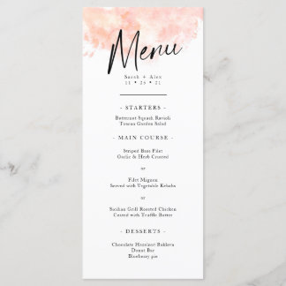 Menu Élégant Mariage rose pâle