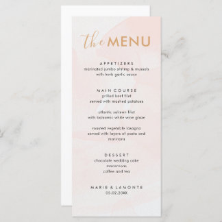 Menu Élégant Mariage rose Pastel