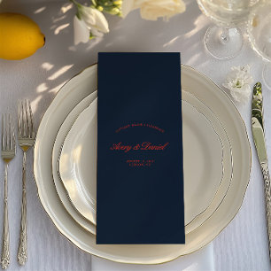 Menu Élégant Mariage rouge et noir bleu foncé