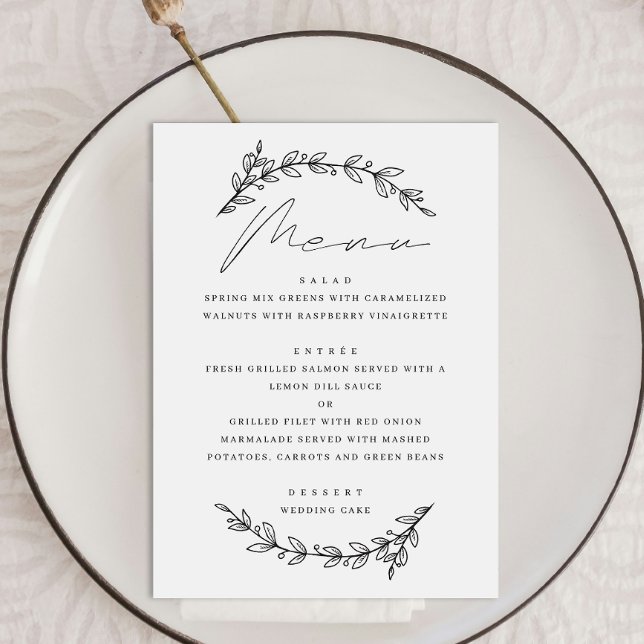 Menu Élégant mariage simple botanique floral script (Créateur téléchargé)