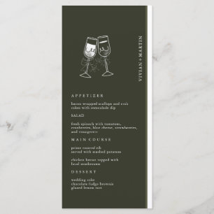 Menu Élégant Mariage vert en bois d'olive