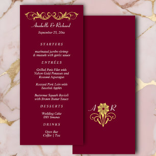 Menu Élégant Mariage victorien