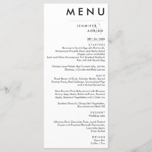 Menu Élégant minimal blanc Mariage moderne