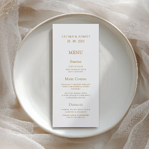 Menu Élégant Minimal Or Formal Script Mariage Dîner