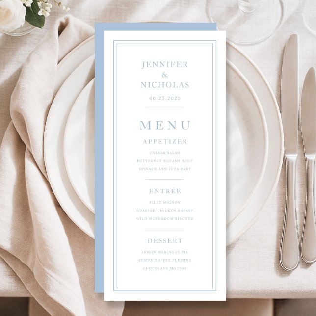Menu Elegant Minimal Powder Blue Wedding (Elegant Minimal Powder Blue Wedding Menu)