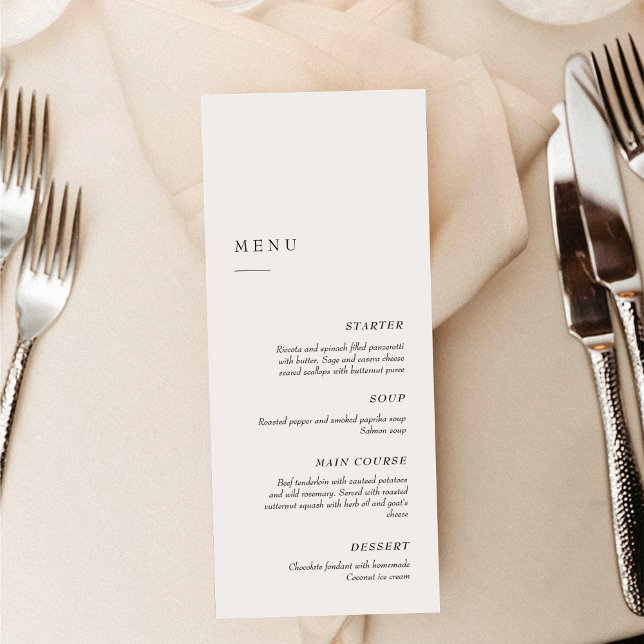 Menu Elegant Minimalist Black & White | Dinner Wedding (Créateur téléchargé)