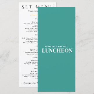 Menu Élégant Minimaliste d'Entreprise Cyan Blanc