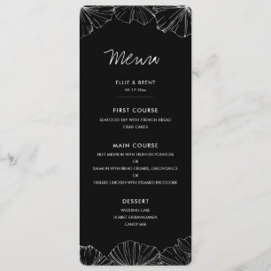 Menu Élégant minimaliste Ginkgo Biloba mariage
